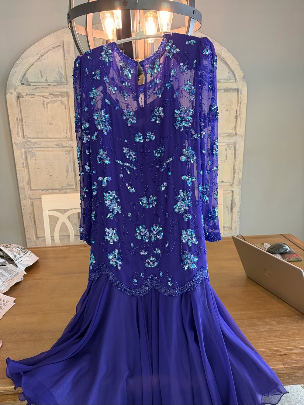 Embellished Long-Sleeve Evening Dress by Park Evenings